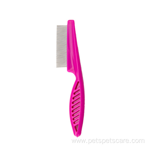 Cleaning Pink Handle Stainless Flea Pet Grooming Comb
